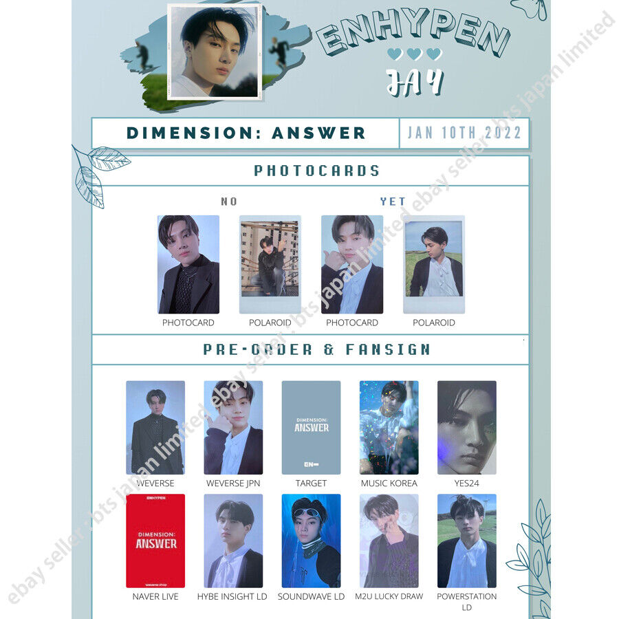 ENHYPEN JAY Repackage DIMENSION : ANSWER NO YET Official Photo card weverse