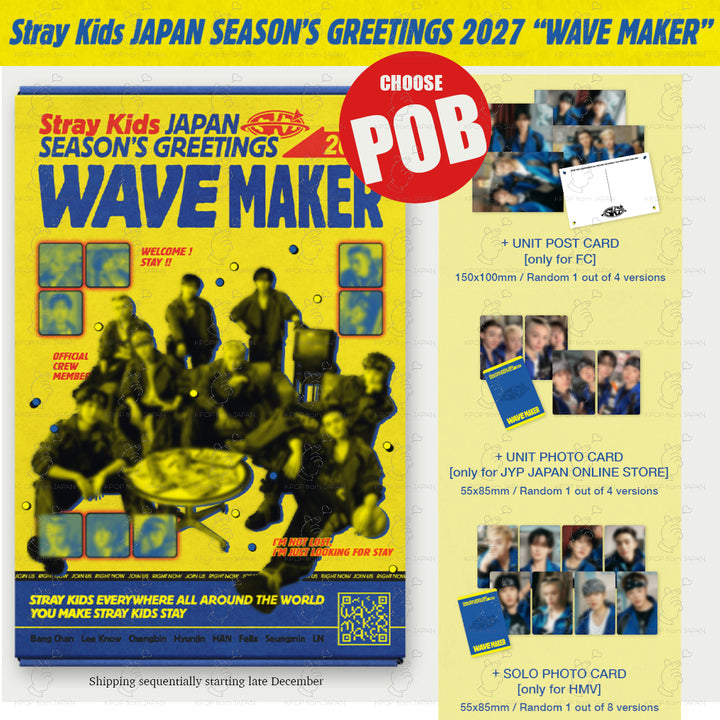 PRE Stray Kids JAPAN SEASON’S GREETINGS 2027 WAVE MAKER with POB JYP FC HMV UNIT