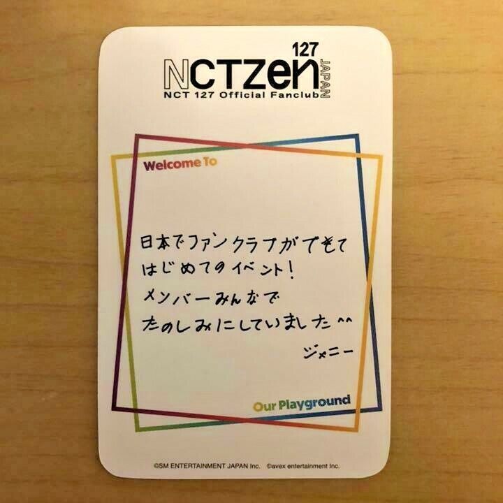 NCT 127 JAPÓN 1ª REUNIÓN Tarjeta fotográfica oficial BIENVENIDOS A NUESTRO PATIO DE JUEGOS NCTzen 