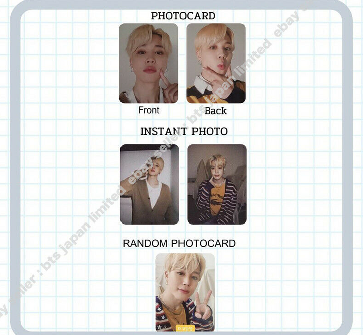 BTS Jimin DECO KIT Cámara instantánea aleatoria Impresión a doble cara Photocard PCS 