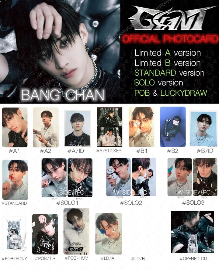 BANG CHAN STRAY KIDS GIANT JAPAN ALBUM PHOTOCARD POB LUCKY DRAW SOLO SONY