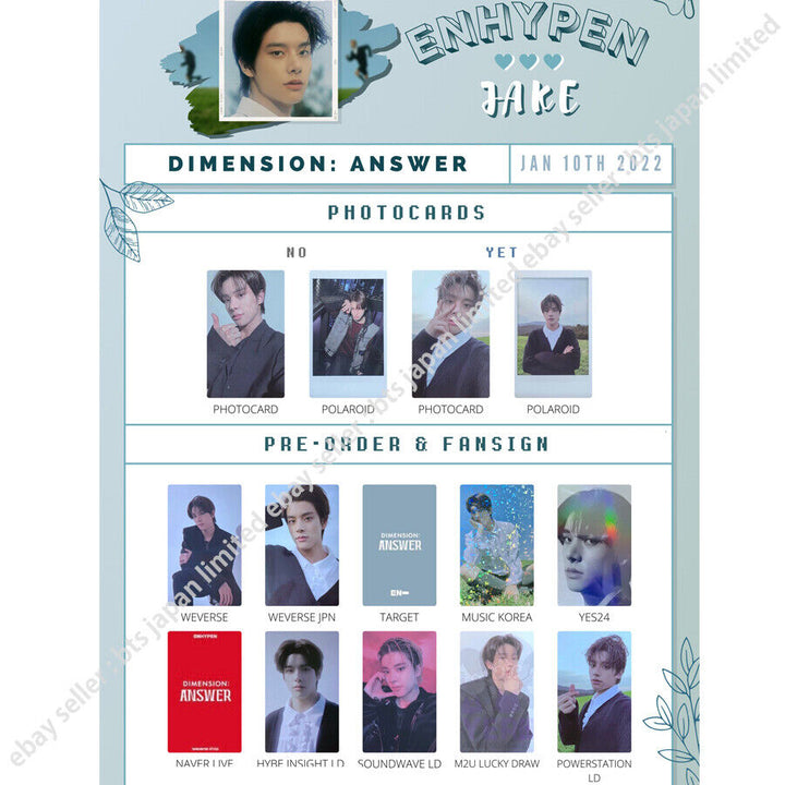 ENHYPEN Jake Repackage DIMENSION : ANSWER NO YET Official Photo card weverse