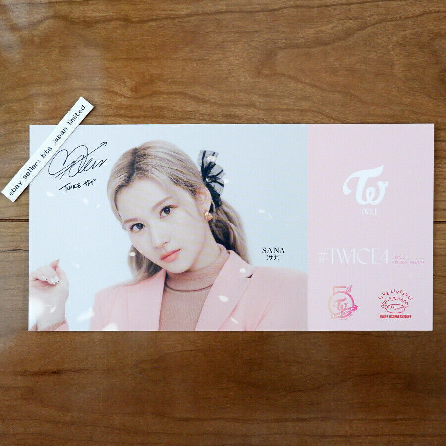 TWICE Sana TWICE4 CD oficial Photocard Tarjeta postal PC Tower records Limited 