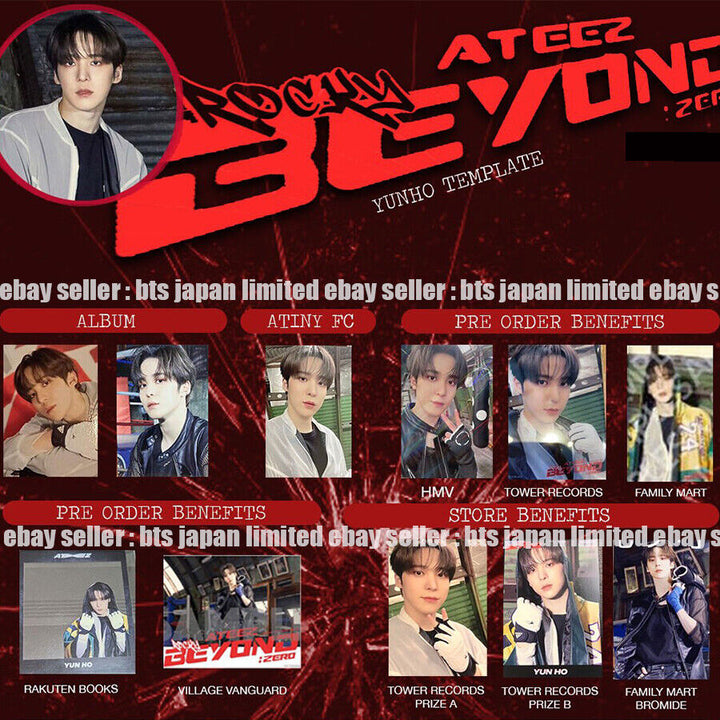 ATEEZ YUNHO BEYOND : ZERO ATINY A B HMV Tower records POB Photocard PC