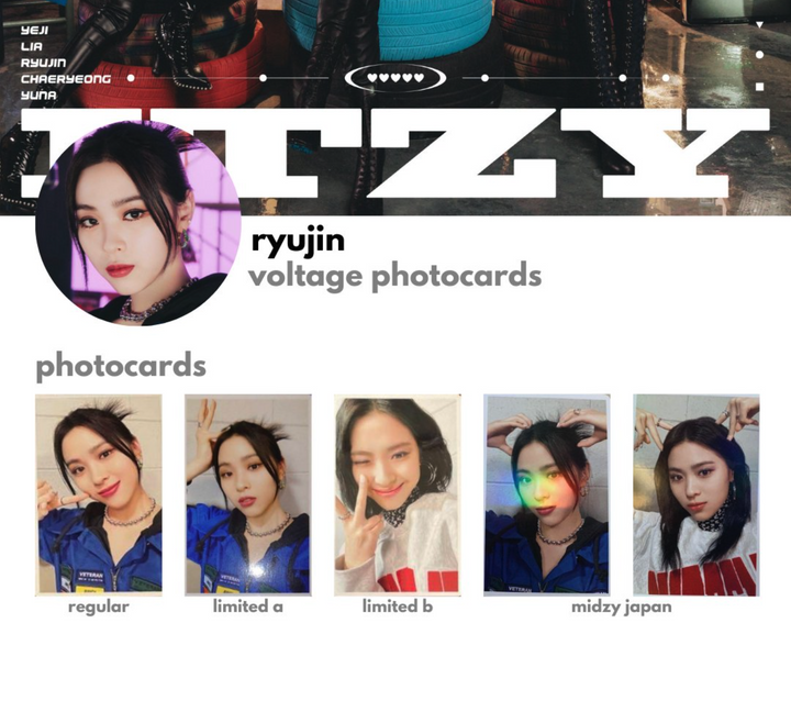 ITZY Ryujin Voltaje Tarjeta fotográfica oficial Tarjeta fotográfica AB Normal Japón FC MIDZY Fan 