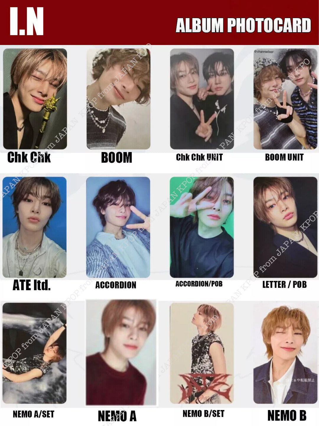 STRAY KIDS ATE OFFICIAL ALBUM PHOTOCARD Chk Boom Accordion NEMO Letter POB