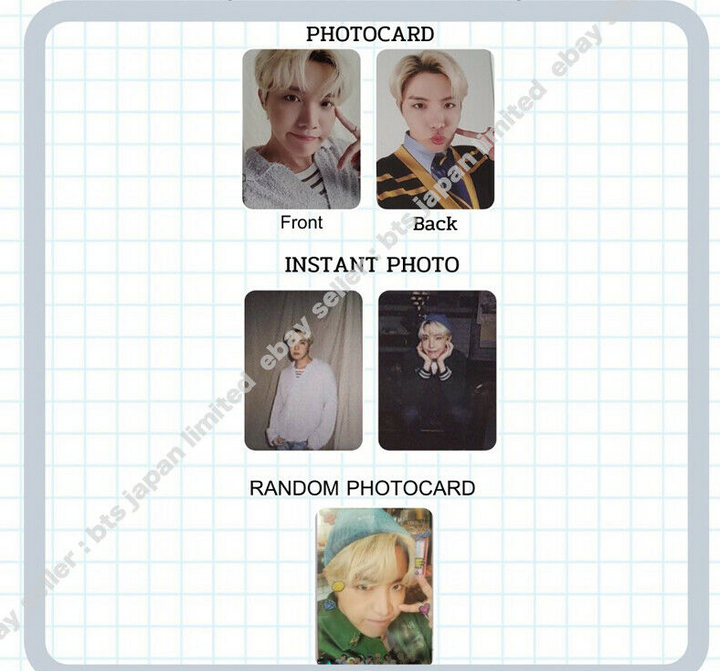 BTS J-Hope DECO KIT Cámara instantánea aleatoria Impresión a doble cara Tarjeta fotográfica PCS 