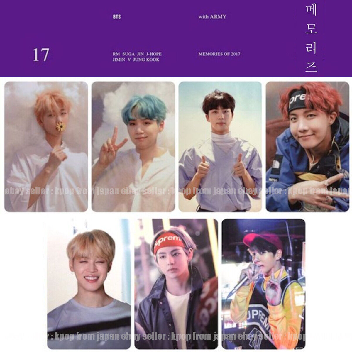 BTS Memories of 2017 DVD Official photocard RM JIN SUGA J-HOPE JIMIN V –  world-store