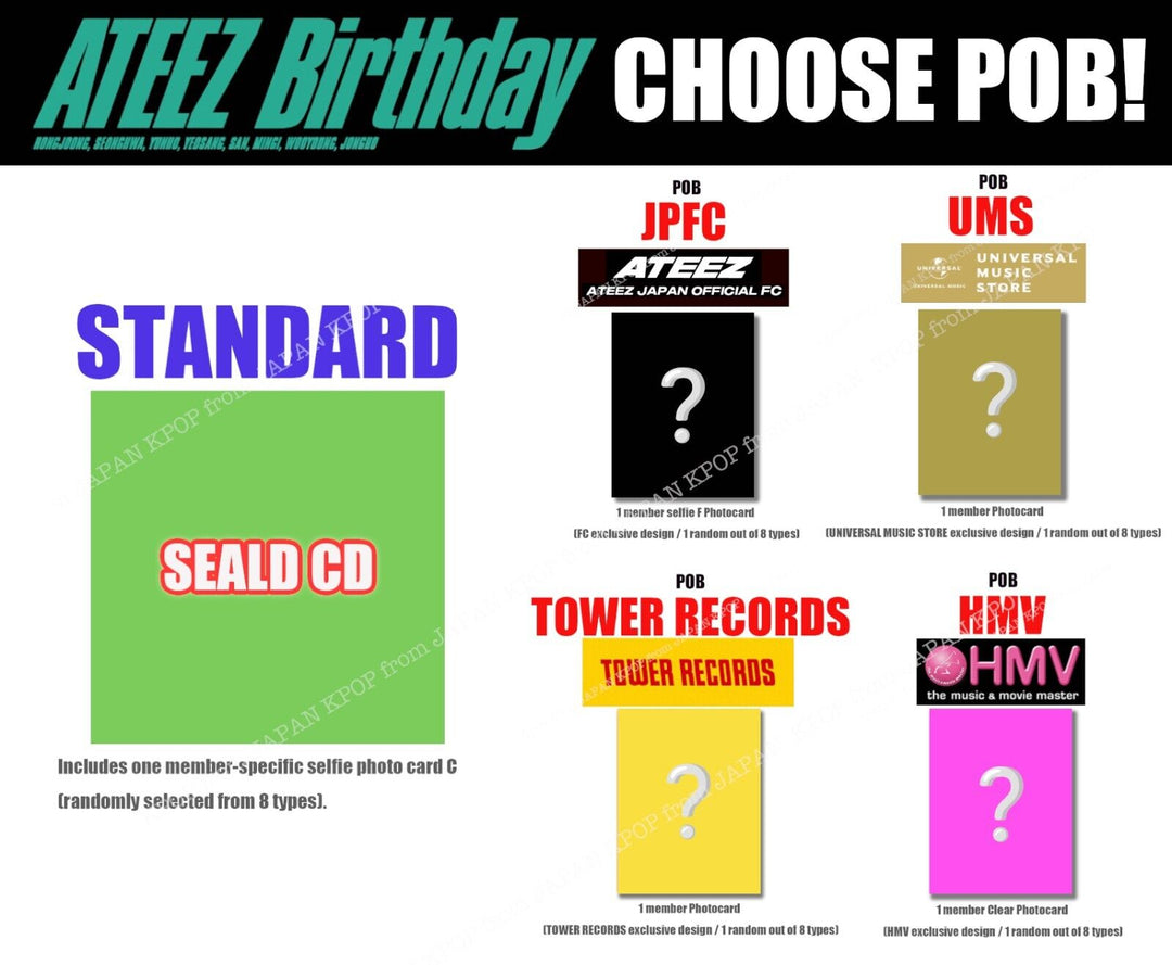 PRE ATEEZ JAPAN Birthday SEALD CD + STORE POB ATINY JPFC TOWER RECORD HMV SOLO