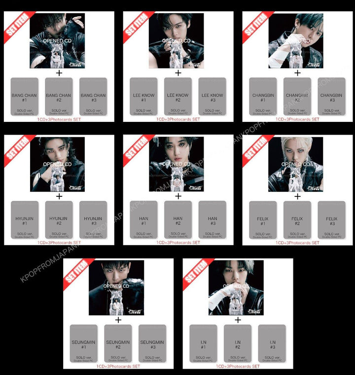 STRAY KIDS GIANT JAPAN 2ND FULL ALBUM SOLO ver. OPENED CD + 3PHOTOCARD SET