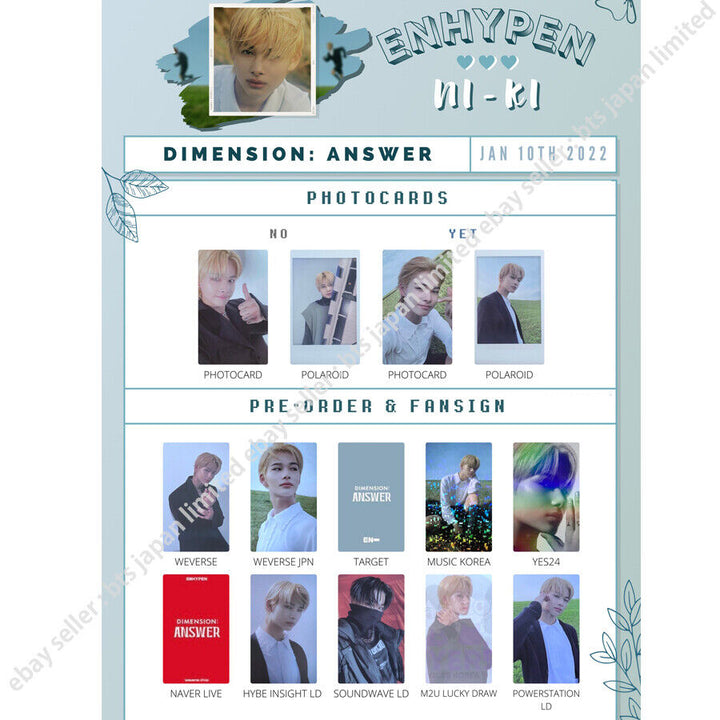 ENHYPEN Ni-Ki Repackage DIMENSION : ANSWER NO YET Official Photo card weverse