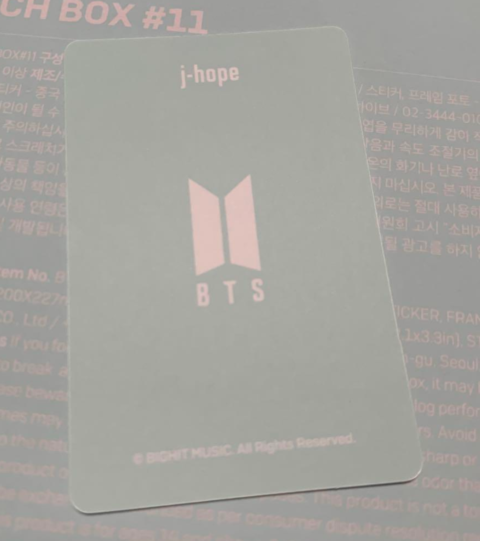 BTS MERCH BOX #11 Official photocard PC 7 RM JIN SUGA J-HOPE JIMIN V JUNGKOOK