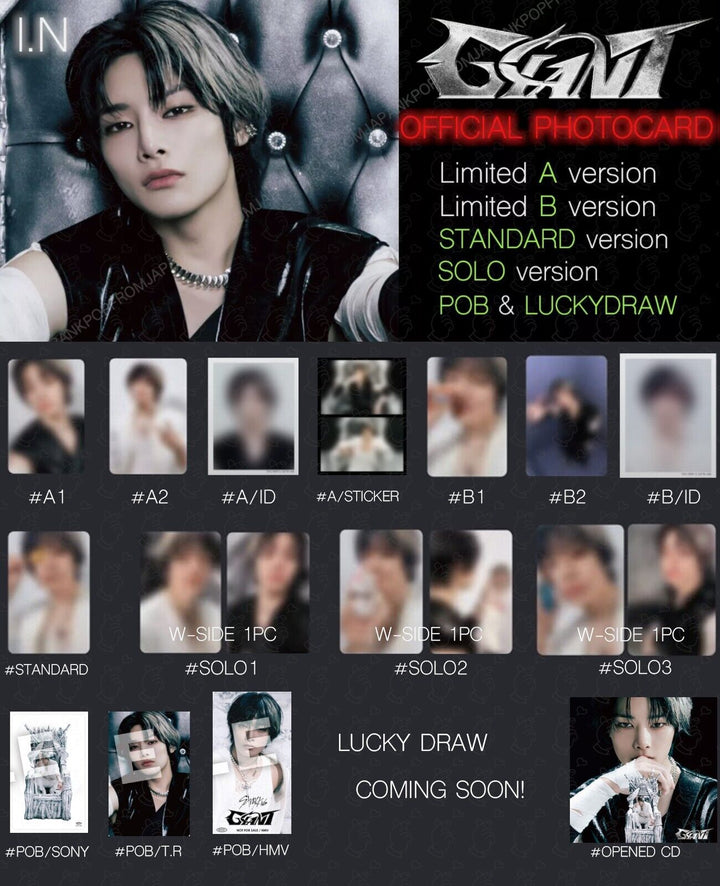 I.N STRAY KIDS GIANT JAPAN ALBUM PHOTOCARD POB LUCKY DRAW SOLO SONY