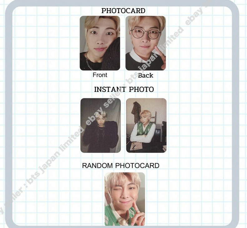 BTS RM DECO KIT Cámara instantánea aleatoria Impresión a doble cara Photocard PCS 