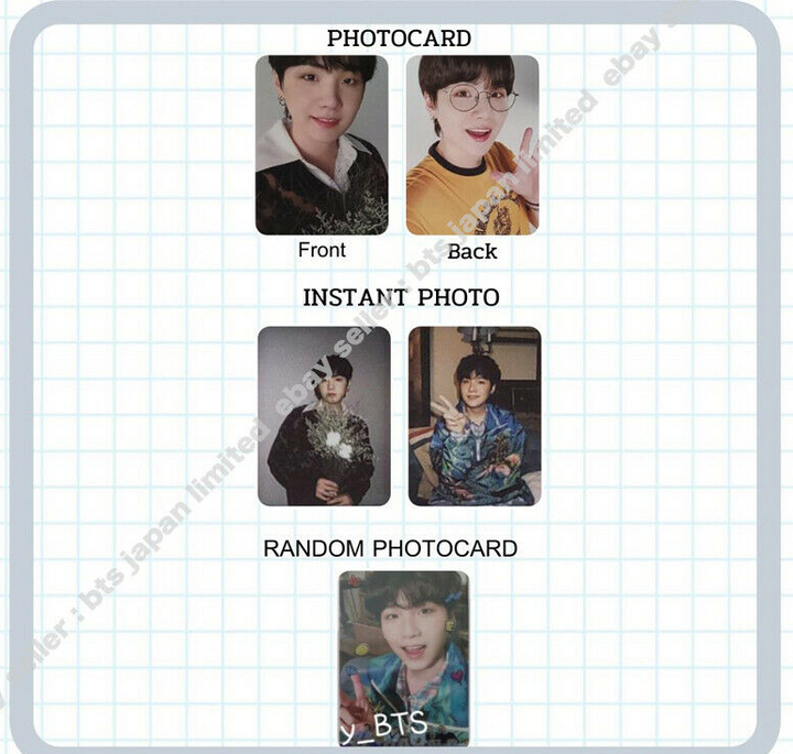 BTS Suga DECO KIT Cámara instantánea aleatoria Impresión a doble cara Tarjeta fotográfica PCS 