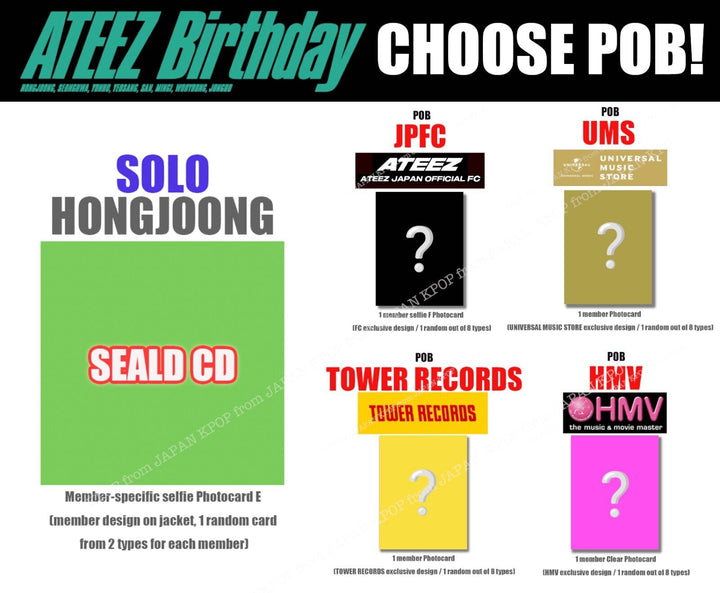 PRE ATEEZ JAPAN Birthday SEALD CD + STORE POB ATINY JPFC TOWER RECORD HMV SOLO