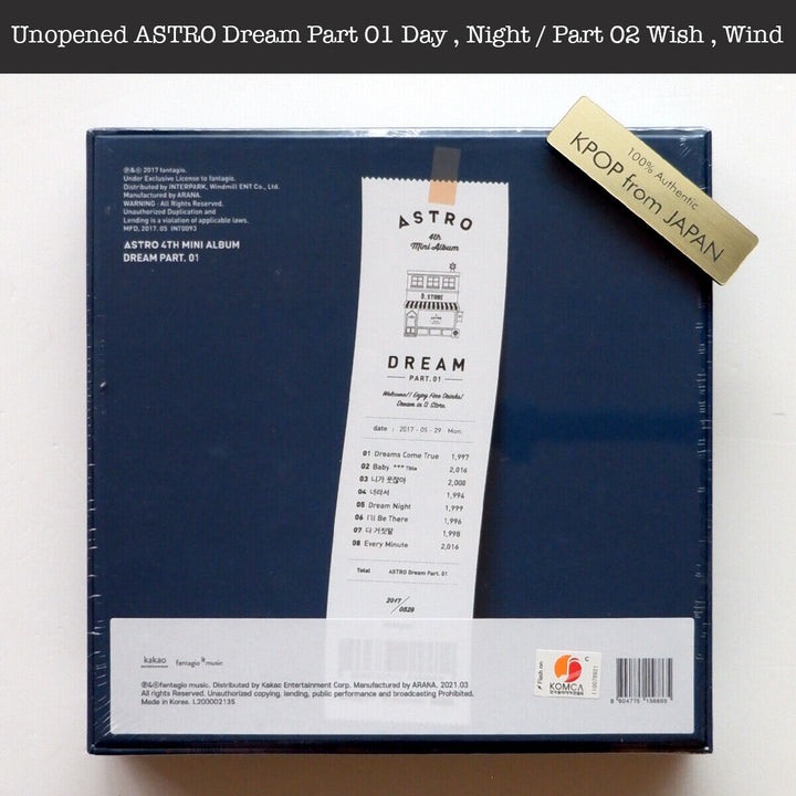 Unopened ASTRO Dream Part 01 Day , Night / Part 02 Wish , Wind Album Photocard