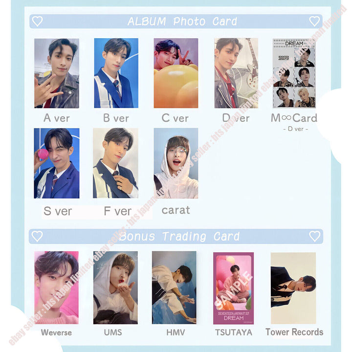 SEVENTEEN DK DREAM Tarjeta fotográfica oficial limitada ABCDSF CARAT Club de fans PC 