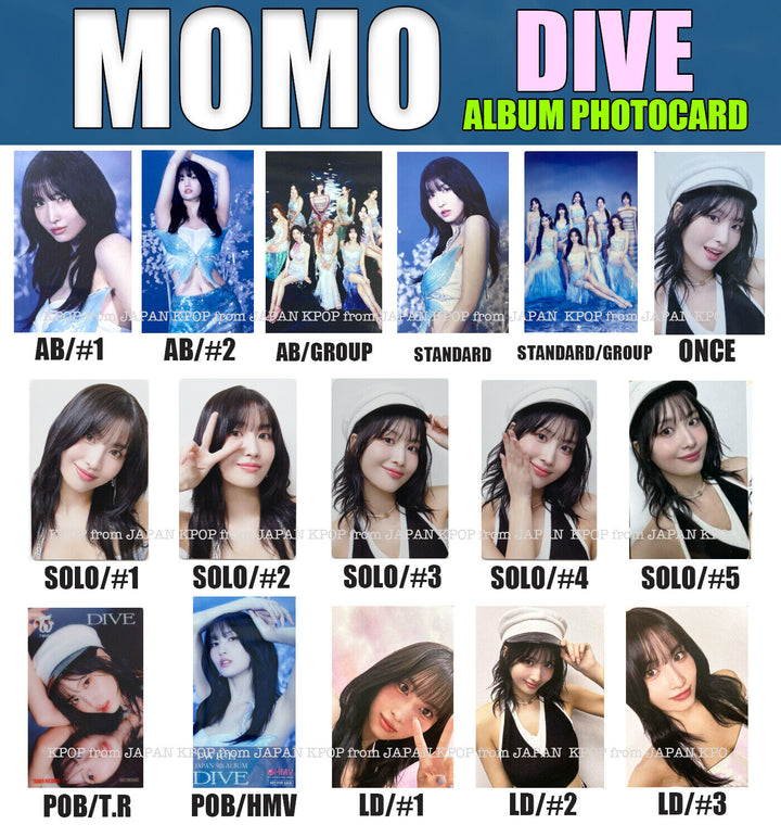 MOMO TWICE Japan DIVE Photocard POB Tower record HMV ONCE SOLO Lucky draw