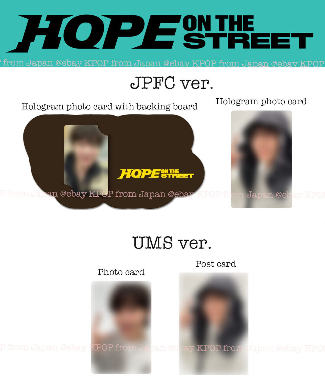 PRE HOPE ON THE STREET VOL.1 JPFC UMS Japan Limited POB Photocard J-HOPE BTS