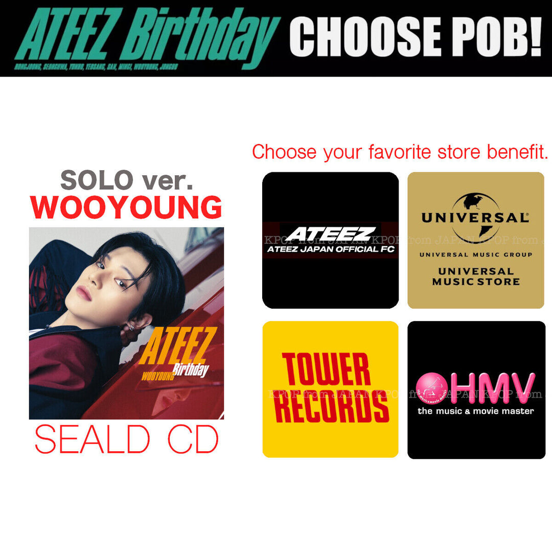 PRE ATEEZ JAPAN Birthday SEALD CD + STORE POB ATINY JPFC TOWER RECORD HMV SOLO