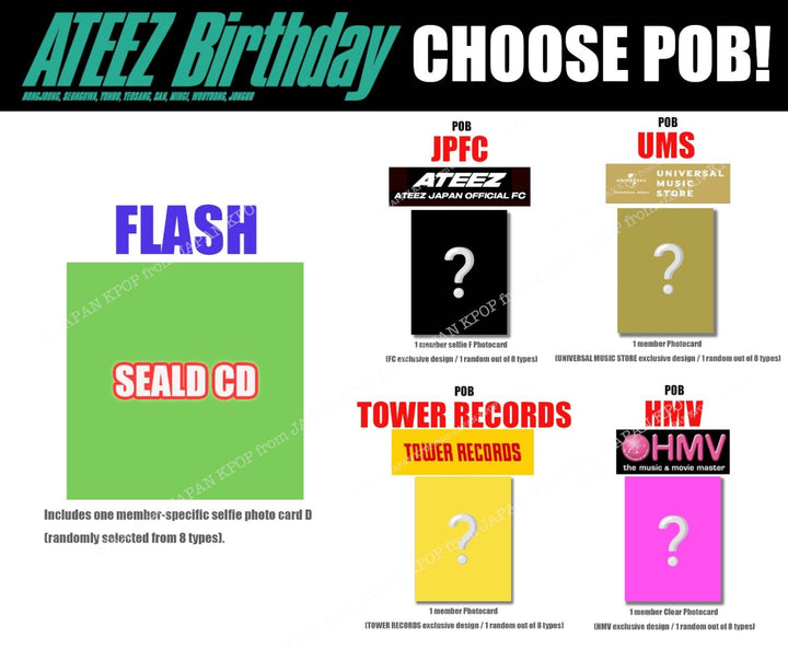 PRE ATEEZ JAPAN Birthday SEALD CD + STORE POB ATINY JPFC TOWER RECORD HMV SOLO