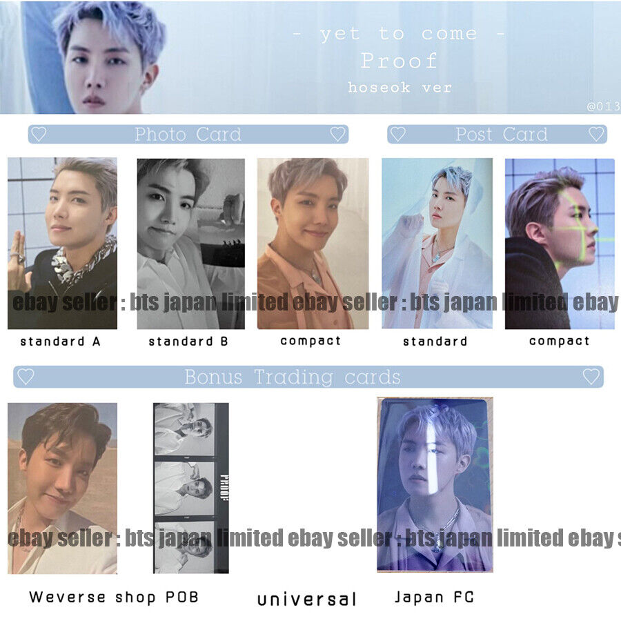 BTS J-HOPE PROOF Tarjeta fotográfica oficial Estándar Compacto Club de fans Holograma PC 