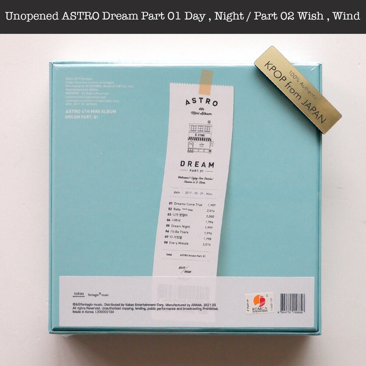 Unopened ASTRO Dream Part 01 Day , Night / Part 02 Wish , Wind Album Photocard