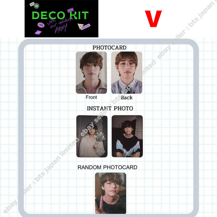 BTS V DECO KIT Cámara instantánea aleatoria Impresión a doble cara Tarjeta fotográfica Taehyung PC 