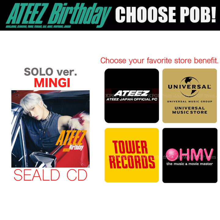 PRE ATEEZ JAPAN Birthday SEALD CD + STORE POB ATINY JPFC TOWER RECORD HMV SOLO