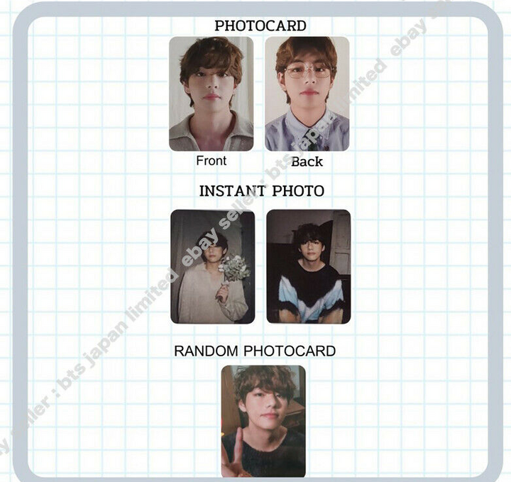 BTS V DECO KIT Cámara instantánea aleatoria Impresión a doble cara Tarjeta fotográfica Taehyung PC 