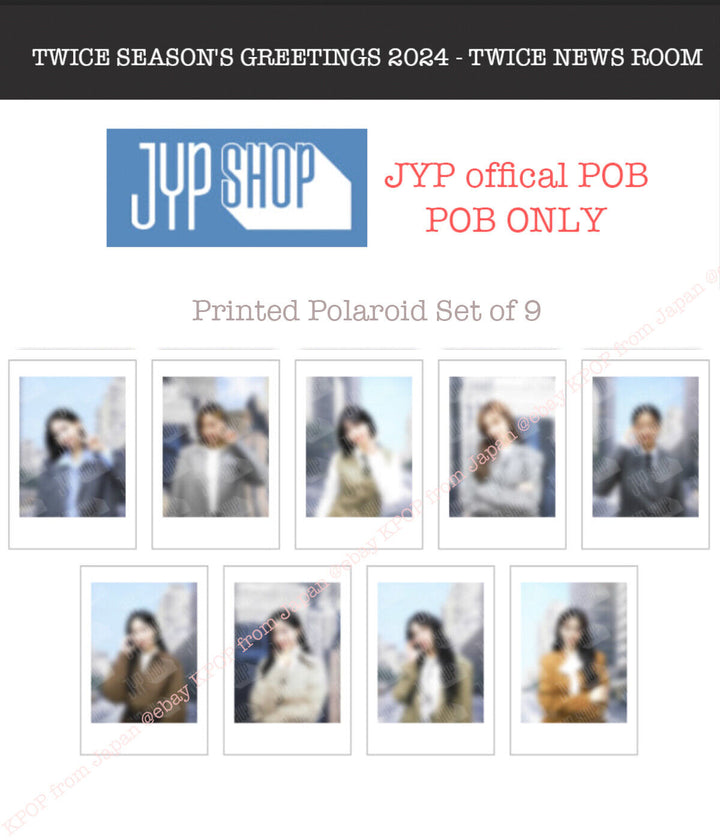 PRE TWICE Saludos de temporada 2024 SALA DE NOTICIAS JYP POB SOLAMENTE Tarjeta fotográfica Polaroid 