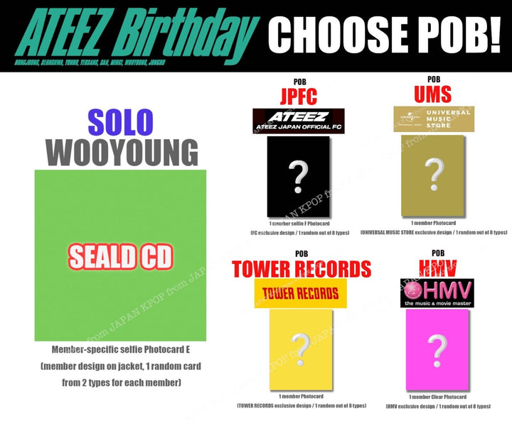 PRE ATEEZ JAPAN Birthday SEALD CD + STORE POB ATINY JPFC TOWER RECORD HMV SOLO