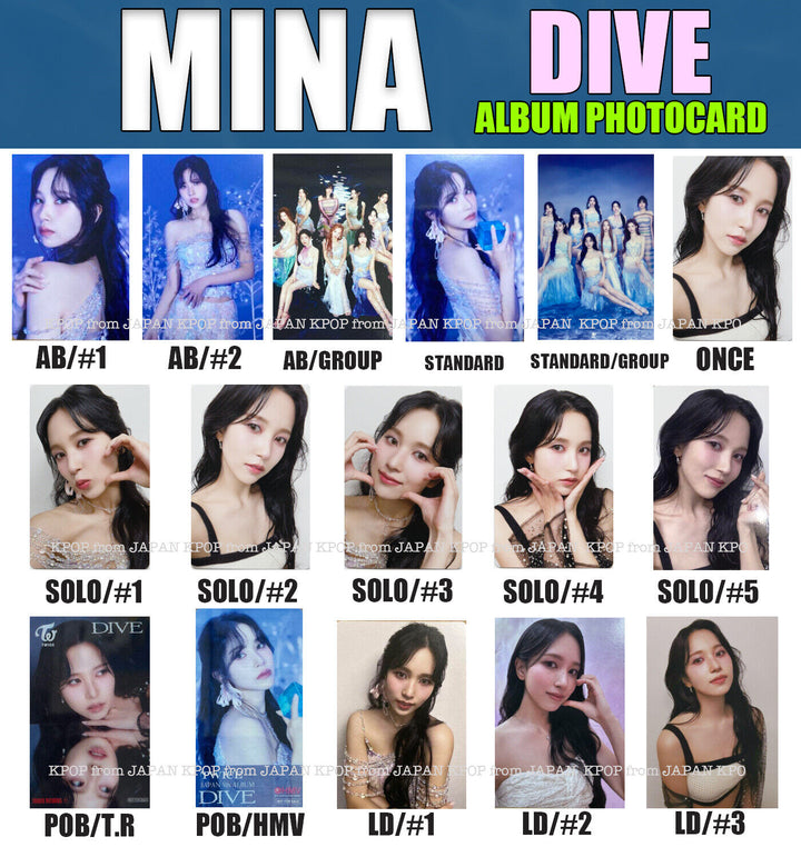 MINA TWICE Japan DIVE Photocard POB Tower record HMV ONCE SOLO Lucky draw