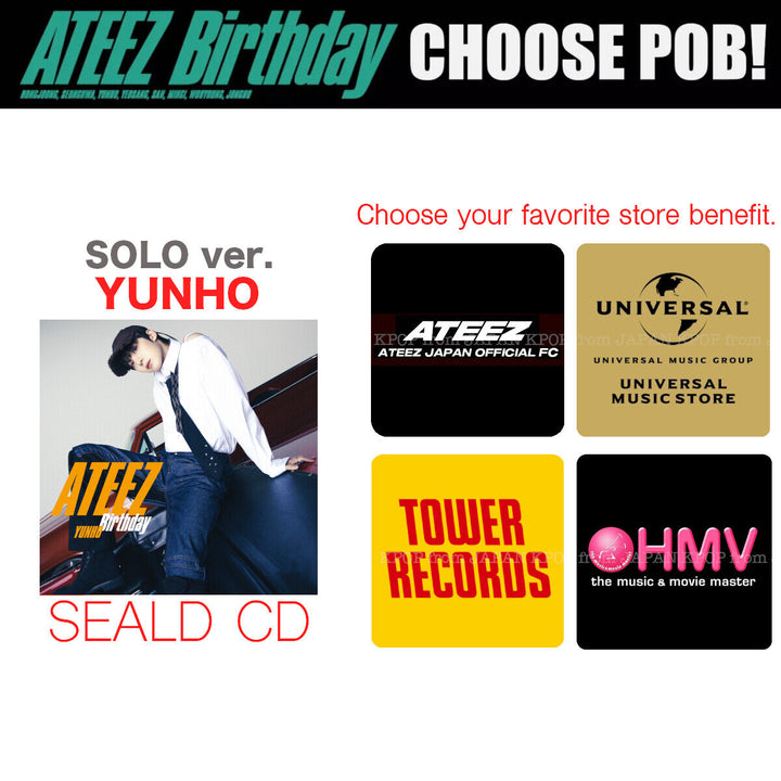 PRE ATEEZ JAPAN Birthday SEALD CD + STORE POB ATINY JPFC TOWER RECORD HMV SOLO