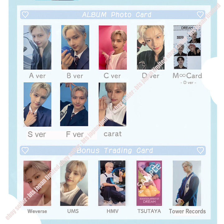 SEVENTEEN Jun DREAM Limited Tarjeta fotográfica oficial ABCDSF CARAT Club de fans PC 