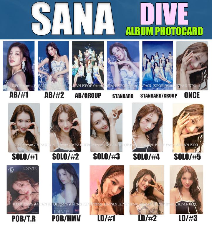 SANA TWICE Japan DIVE Photocard POB Tower record HMV ONCE SOLO Lucky draw