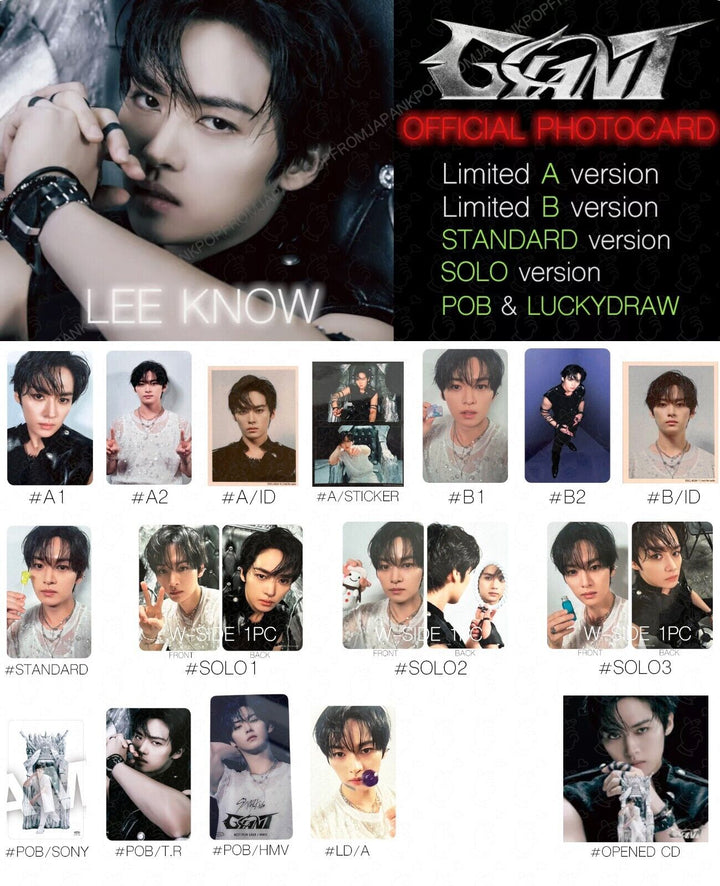 LEE KNOW STRAY KIDS GIANT JAPAN ALBUM PHOTOCARD POB LUCKY DRAW SOLO SONY