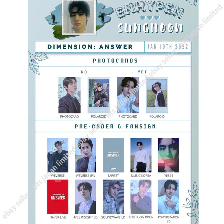 ENHYPEN Sunghoon Repackage DIMENSIÓN: RESPUESTA AÚN NO Tarjeta de fotografía oficial weverse 