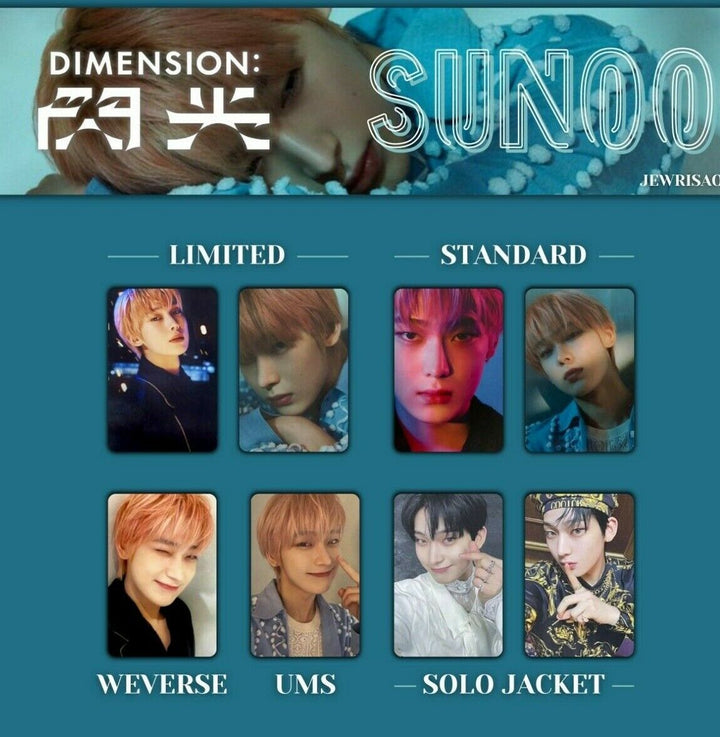 DIMENSIÓN ENHYPEN SUNOO: Tarjeta fotográfica oficial de SENKOU Solo Universal weverse 