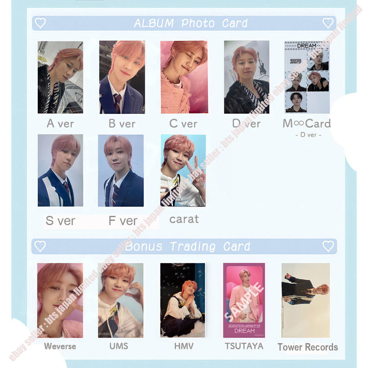 SEVENTEEN THE8 DREAM Limited Official Photocard A B C D S F CARAT Fan club PC