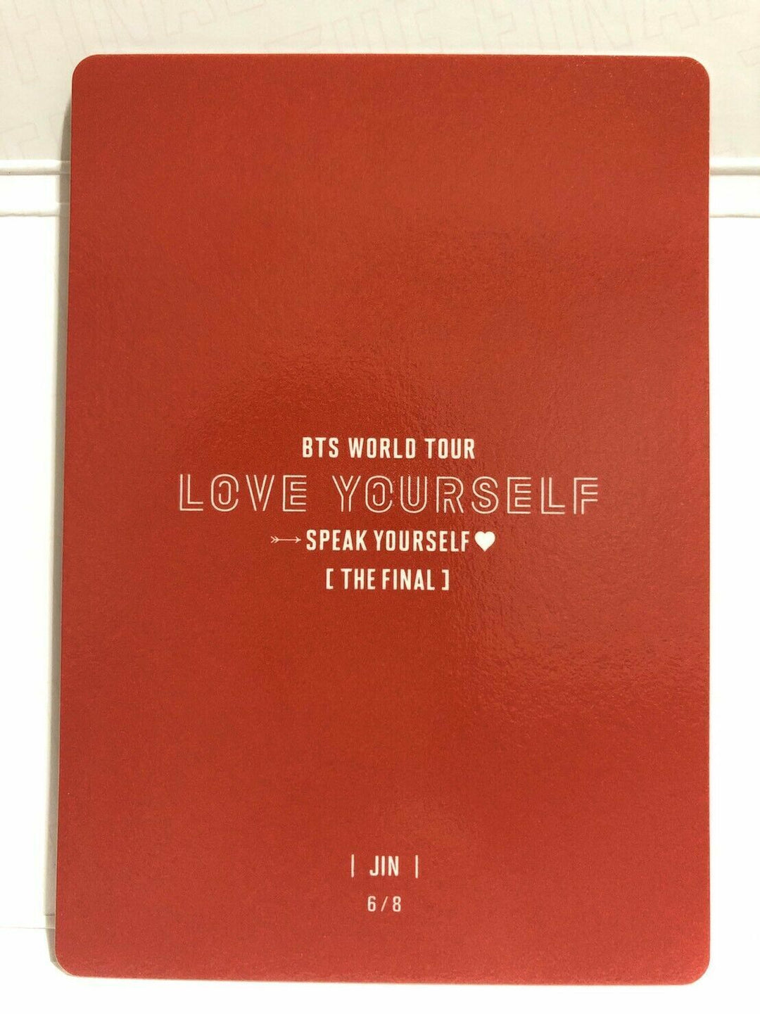 BTS Official Mini Photocard JIN SPEAK YOURSELF THE FINAL in Seoul 2019