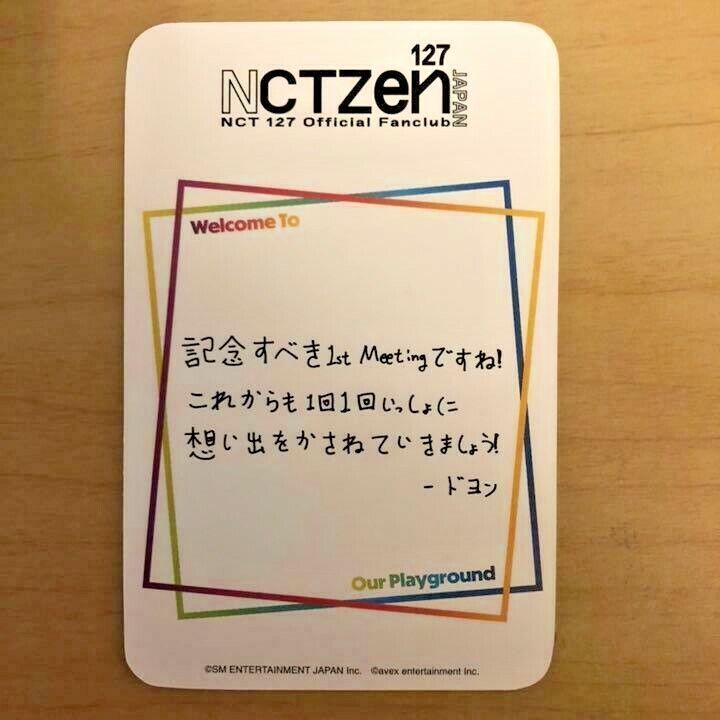 NCT 127 JAPAN 1ST MEETING Official Photocard WELCOME TO OUR PLAYGROUND NCTzen