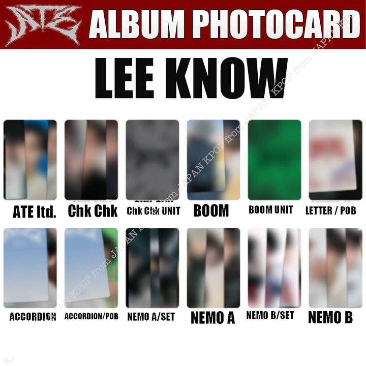 STRAY KIDS ATE OFFICIAL ALBUM PHOTOCARD Chk Boom Accordion NEMO Letter POB