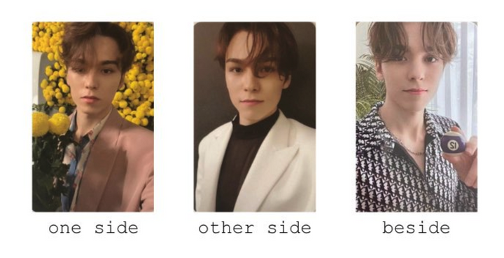 Tarjeta fotográfica oficial Seventeen Vernon Your Choice Un lado Otro al lado de la PC 