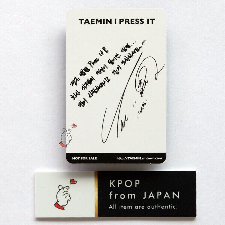 TAEMIN PRESS IT Select version CD  Photocard 1st full Korean Album Photo card