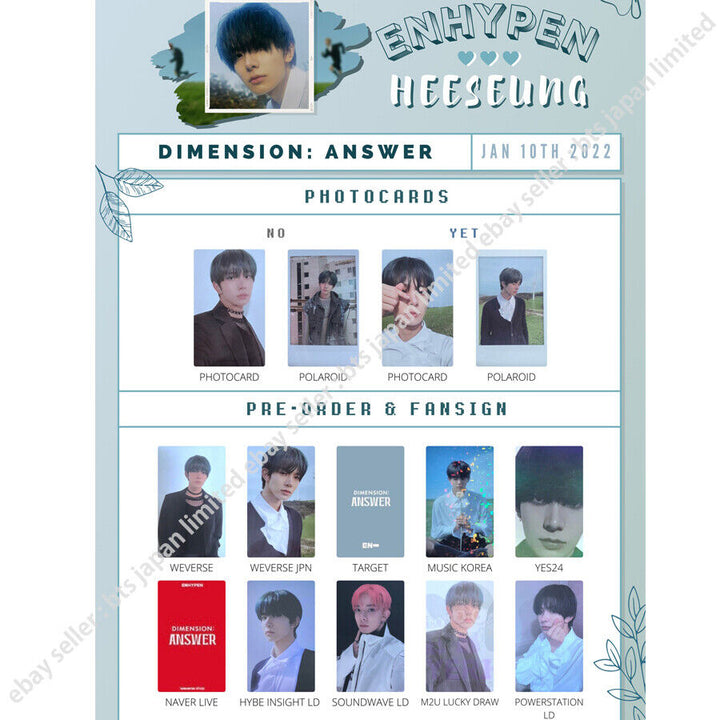 ENHYPEN Heeseung Repackage DIMENSION : ANSWER NO YET Official Photo card weverse