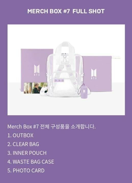 NEW BTS Official MERCH BOX #7 Clear Bag Photocards etc ARMY Membership