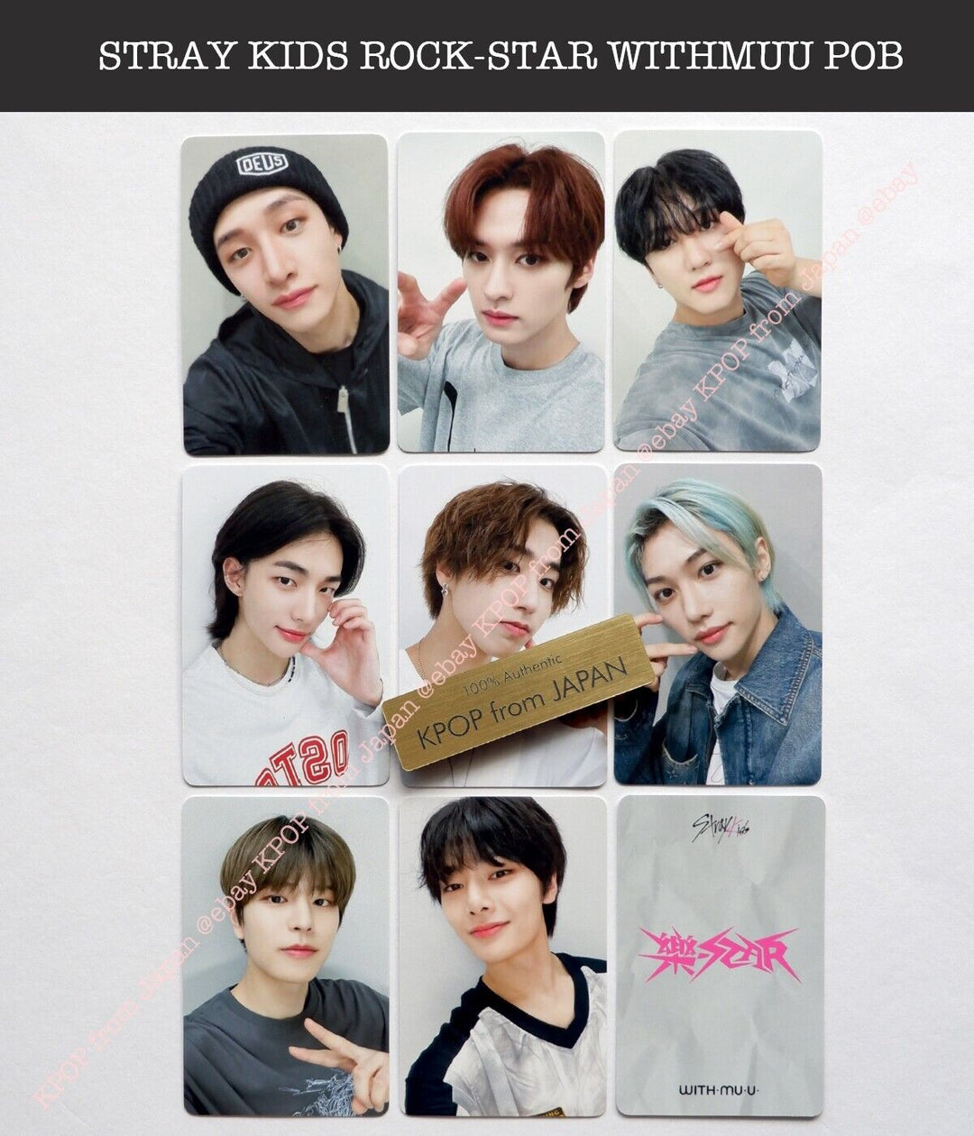 Stray kids ROCK- STAR withmuu POB Tarjetas fotográficas oficiales, juego de 8 tarjetas fotográficas 樂-Star 