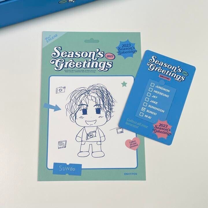 Sunoo ENHYPEN 2023 Season's Greeting Official Postcard + Photocard set